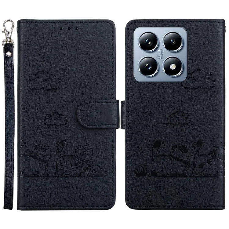 For Xiaomi 14T Pro Case RFID Blocking Kitten Pattern TPU+PU Leather Phone Cover
