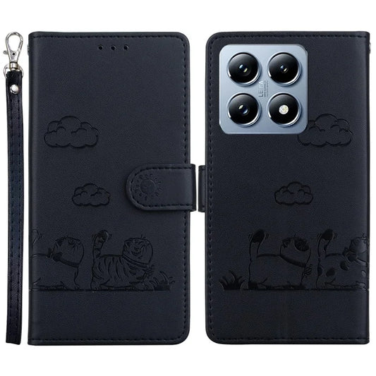 For Xiaomi 14T Pro Case RFID Blocking Kitten Pattern TPU+PU Leather Phone Cover
