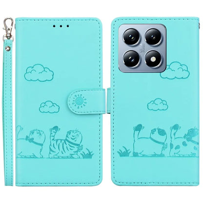 For Xiaomi 14T Pro Case RFID Blocking Kitten Pattern TPU+PU Leather Phone Cover