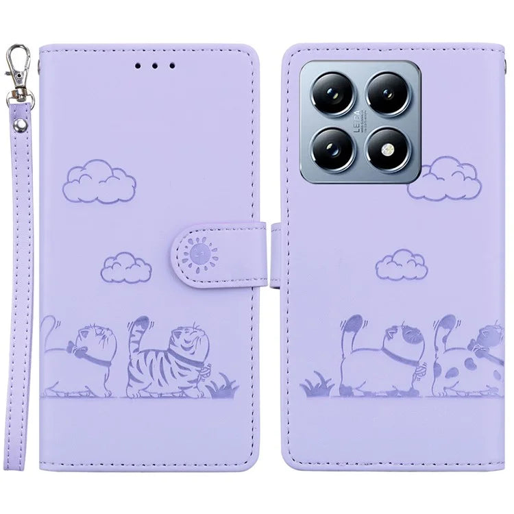 For Xiaomi 14T Pro Case RFID Blocking Kitten Pattern TPU+PU Leather Phone Cover