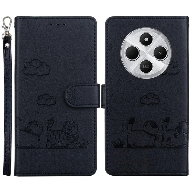 For Xiaomi Redmi 14C 4G Case RFID Blocking Kitten Pattern TPU+PU Leather Phone Cover