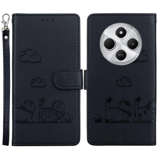 For Xiaomi Redmi 14C 4G Case RFID Blocking Kitten Pattern TPU+PU Leather Phone Cover