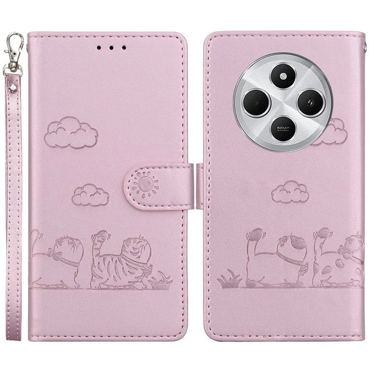 For Xiaomi Redmi 14C 4G Case RFID Blocking Kitten Pattern TPU+PU Leather Phone Cover