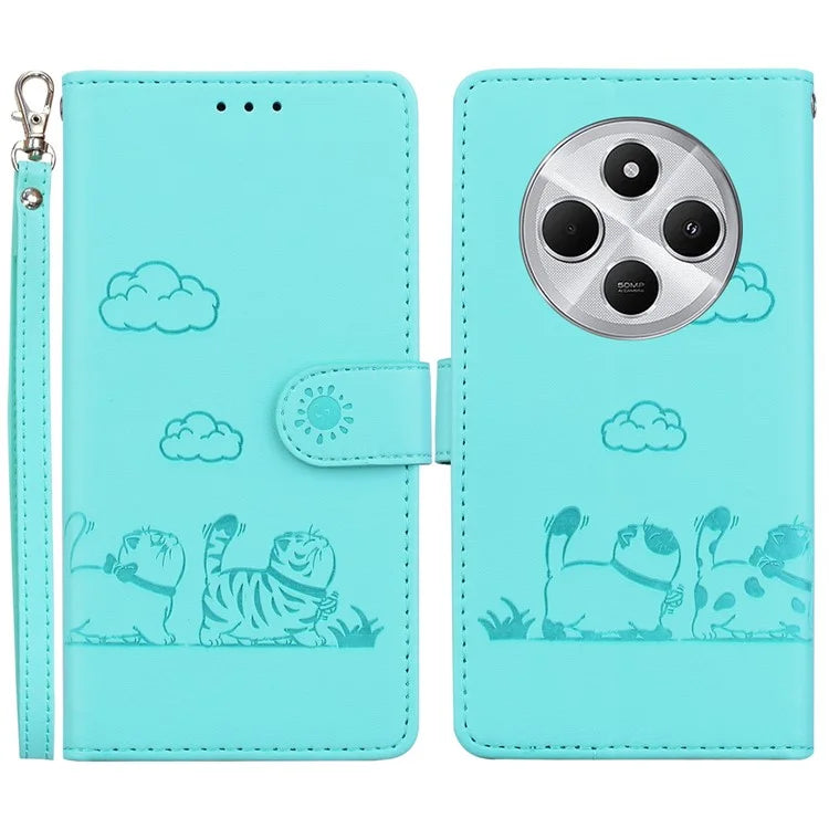 For Xiaomi Redmi 14C 4G Case RFID Blocking Kitten Pattern TPU+PU Leather Phone Cover