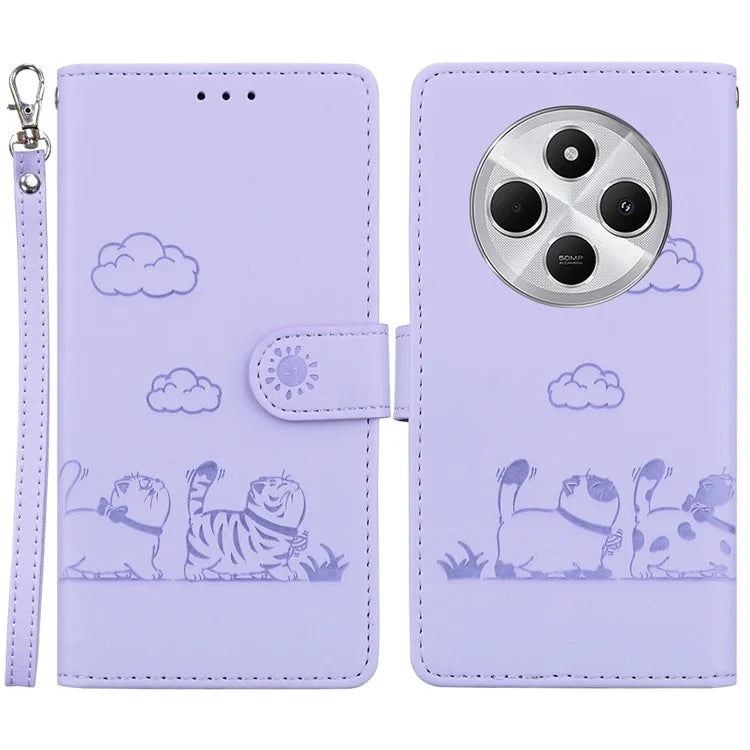 For Xiaomi Redmi 14C 4G Case RFID Blocking Kitten Pattern TPU+PU Leather Phone Cover