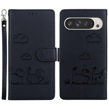 For Google Pixel 9 Pro XL Case RFID Blocking Kitten Pattern TPU+PU Leather Phone Cover
