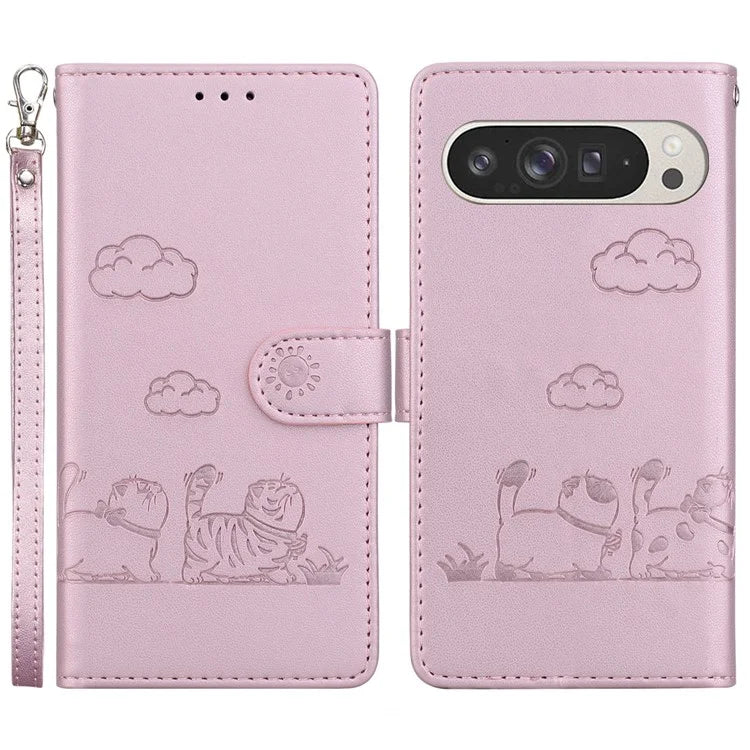 For Google Pixel 9 Pro XL Case RFID Blocking Kitten Pattern TPU+PU Leather Phone Cover