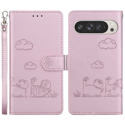 For Google Pixel 9 Pro XL Case RFID Blocking Kitten Pattern TPU+PU Leather Phone Cover