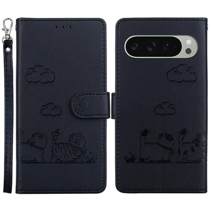 For Google Pixel 9 Pro / Pixel 9 Case RFID Blocking Kitten Pattern TPU+PU Leather Phone Cover