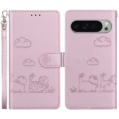 For Google Pixel 9 Pro / Pixel 9 Case RFID Blocking Kitten Pattern TPU+PU Leather Phone Cover