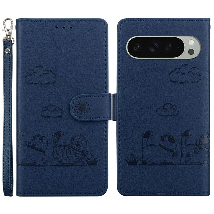 For Google Pixel 9 Pro / Pixel 9 Case RFID Blocking Kitten Pattern TPU+PU Leather Phone Cover