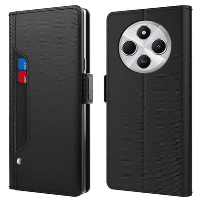 For Xiaomi Poco C75 4G / Redmi 14C 4G Case Stand PU Leather Phone Cover Card Holder Mirror