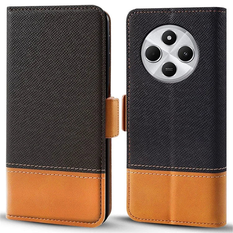 For Xiaomi Poco C75 4G / Redmi 14C 4G Case Color Splicing PU Leather Wallet Phone Cover