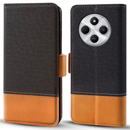 For Xiaomi Poco C75 4G / Redmi 14C 4G Case Color Splicing PU Leather Wallet Phone Cover