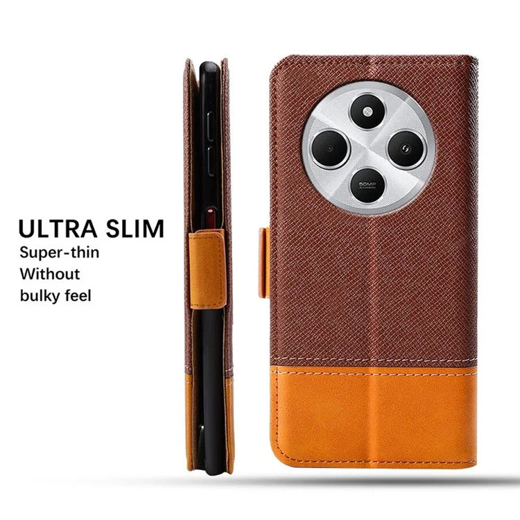 For Xiaomi Poco C75 4G / Redmi 14C 4G Case Color Splicing PU Leather Wallet Phone Cover