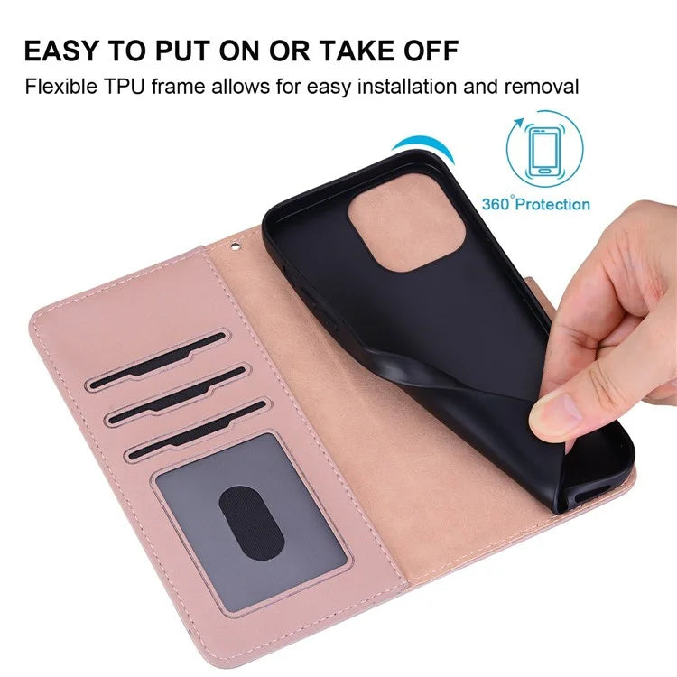 For iPhone 16 Pro Max Case Cat Dandelion Imprint PU Leather Wallet Phone Cover with Strap