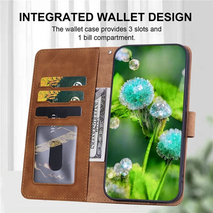 For iPhone 16 Case Cat Dandelion Imprint PU Leather Wallet Phone Cover with Strap