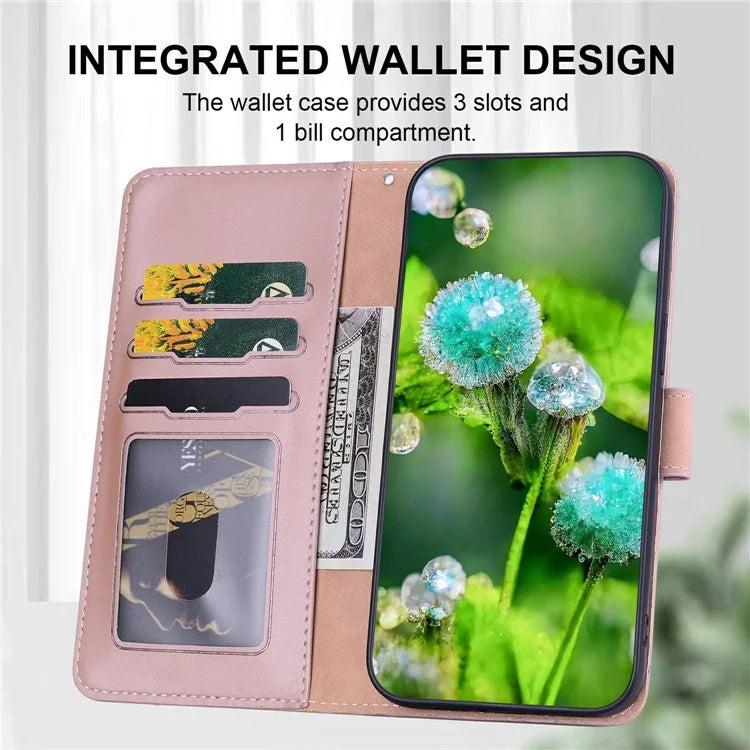 For iPhone 16 Case Cat Dandelion Imprint PU Leather Wallet Phone Cover with Strap