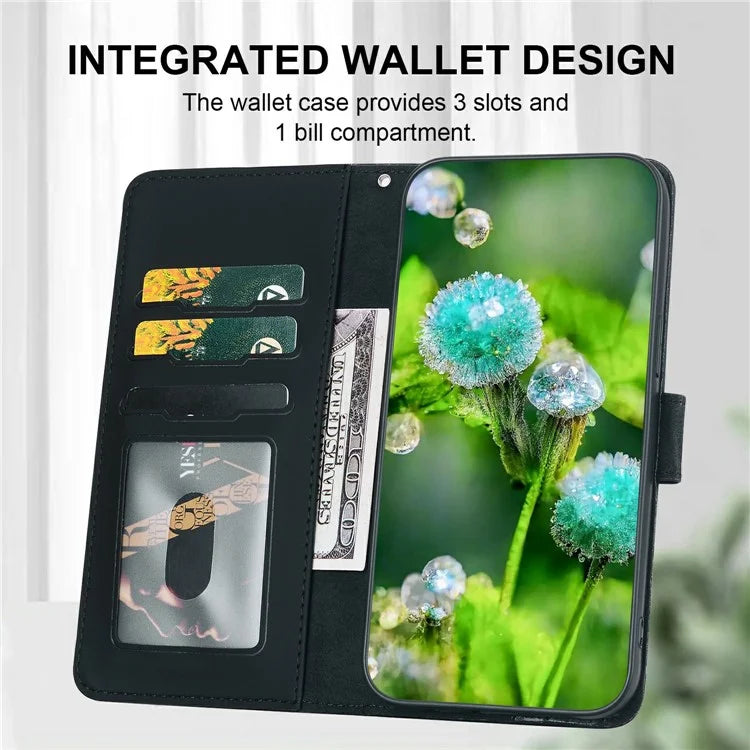 For iPhone 16 Case Cat Dandelion Imprint PU Leather Wallet Phone Cover with Strap