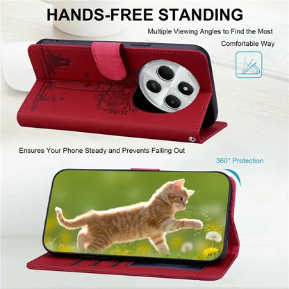 For Xiaomi Redmi 14C 4G Case Cat Dandelion Imprint PU Leather Wallet Phone Cover with Strap