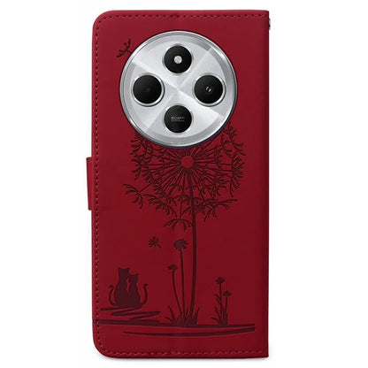 For Xiaomi Redmi 14C 4G Case Cat Dandelion Imprint PU Leather Wallet Phone Cover with Strap