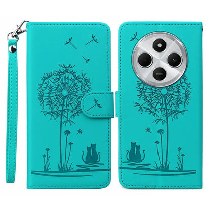 For Xiaomi Redmi 14C 4G Case Cat Dandelion Imprint PU Leather Wallet Phone Cover with Strap