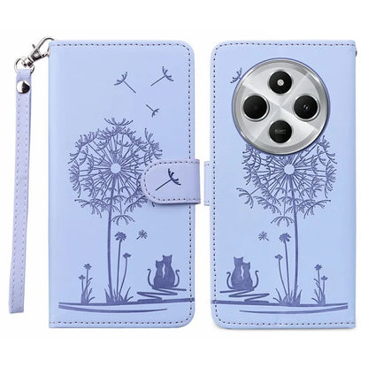 For Xiaomi Redmi 14C 4G Case Cat Dandelion Imprint PU Leather Wallet Phone Cover with Strap