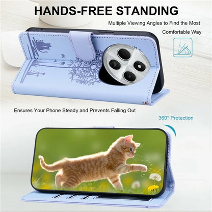 For Xiaomi Redmi 14C 4G Case Cat Dandelion Imprint PU Leather Wallet Phone Cover with Strap