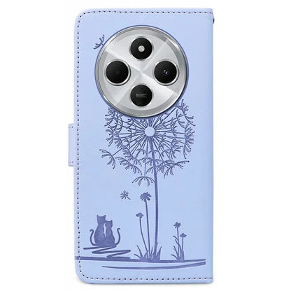 For Xiaomi Redmi 14C 4G Case Cat Dandelion Imprint PU Leather Wallet Phone Cover with Strap