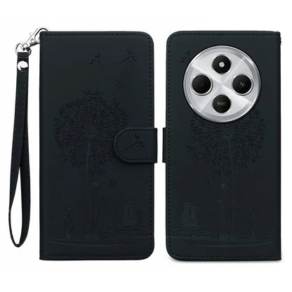 For Xiaomi Redmi 14C 4G Case Cat Dandelion Imprint PU Leather Wallet Phone Cover with Strap