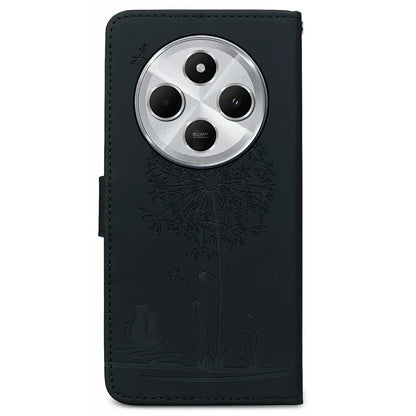 For Xiaomi Redmi 14C 4G Case Cat Dandelion Imprint PU Leather Wallet Phone Cover with Strap