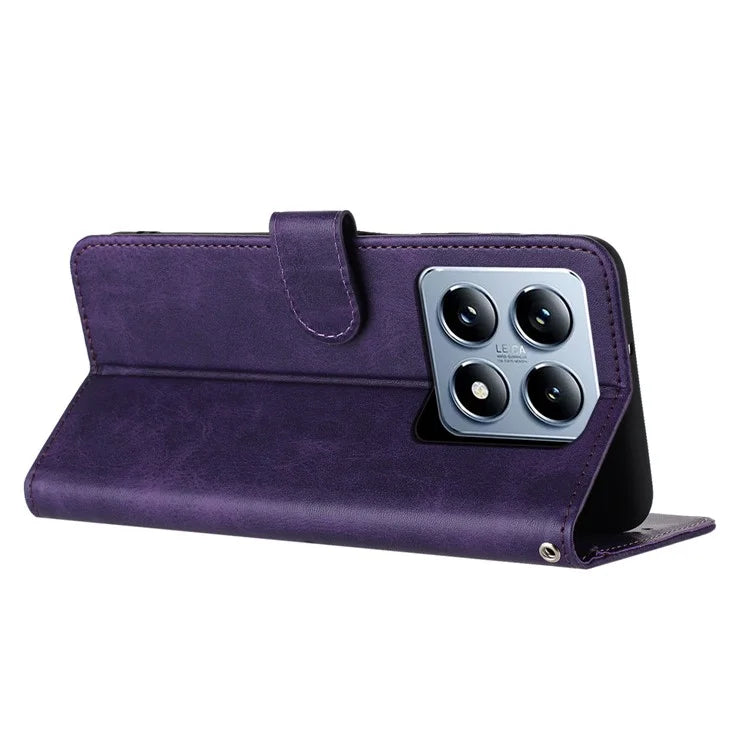 For Xiaomi 14T Case Flip Stand PU Leather Wallet Phone Cover Calf Texture