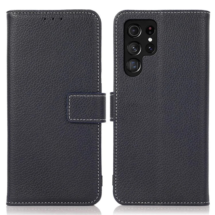 For Samsung Galaxy S25 Ultra Stand Case Litchi Texture Leather Phone Cover with Wallet