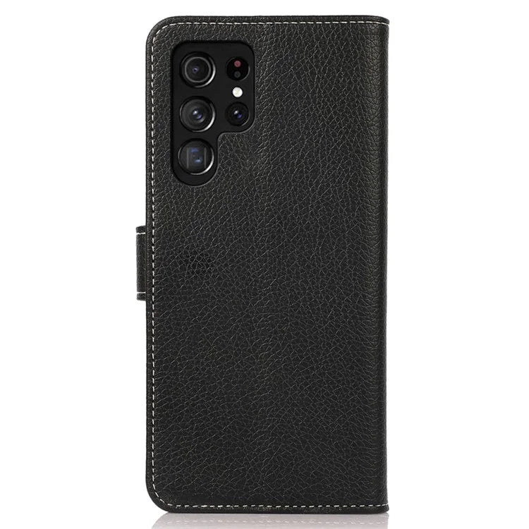 For Samsung Galaxy S25 Ultra Stand Case Litchi Texture Leather Phone Cover with Wallet