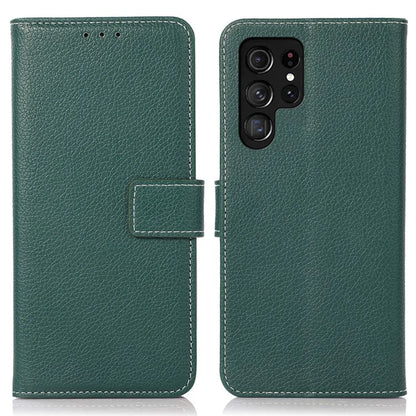 For Samsung Galaxy S25 Ultra Stand Case Litchi Texture Leather Phone Cover with Wallet