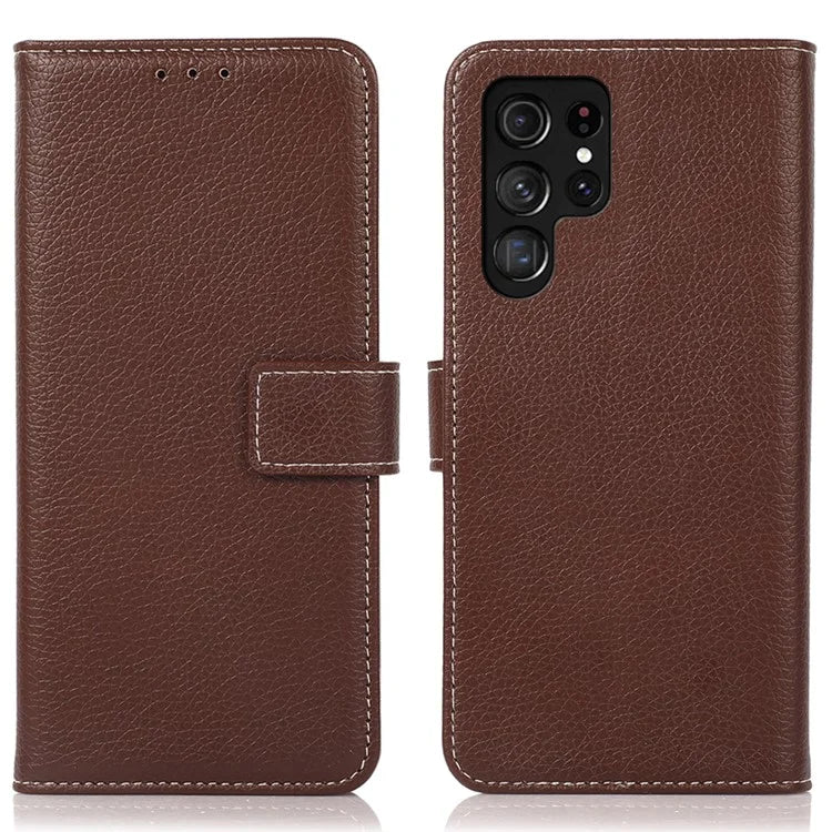 For Samsung Galaxy S25 Ultra Stand Case Litchi Texture Leather Phone Cover with Wallet