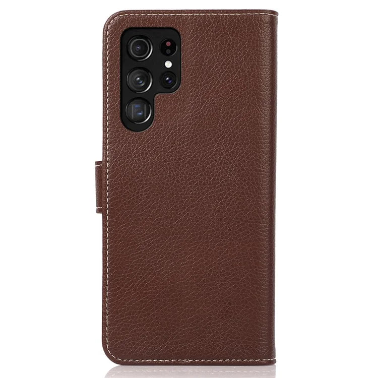 For Samsung Galaxy S25 Ultra Stand Case Litchi Texture Leather Phone Cover with Wallet
