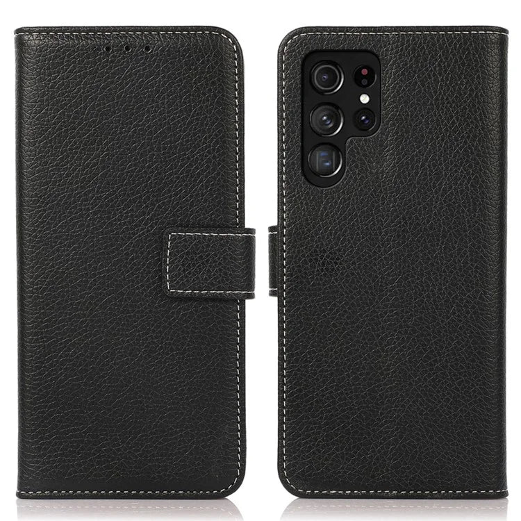 For Samsung Galaxy S25 Ultra Stand Case Litchi Texture Leather Phone Cover with Wallet