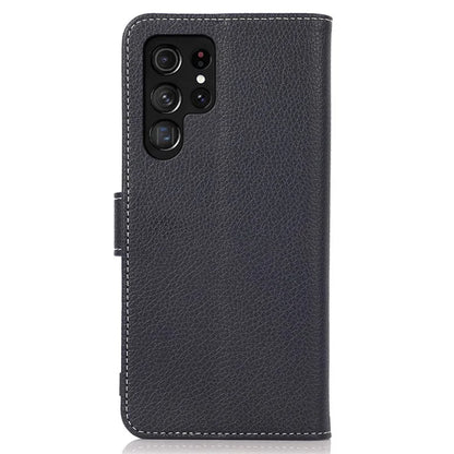 For Samsung Galaxy S25 Ultra Stand Case Litchi Texture Leather Phone Cover with Wallet