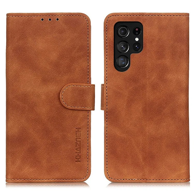 KHAZNEH For Samsung Galaxy S25 Ultra Case Retro PU Leather Wallet Stand Phone Cover