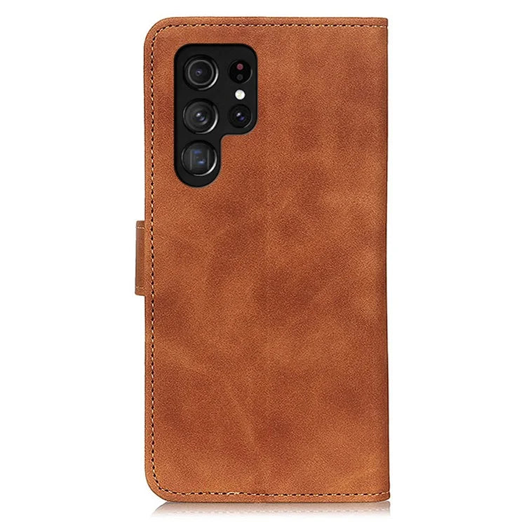 KHAZNEH For Samsung Galaxy S25 Ultra Case Retro PU Leather Wallet Stand Phone Cover