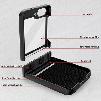 For Samsung Galaxy Z Flip6 5G Case Hinge Protection Kickstand Hard PC Phone Cover with Screen Film