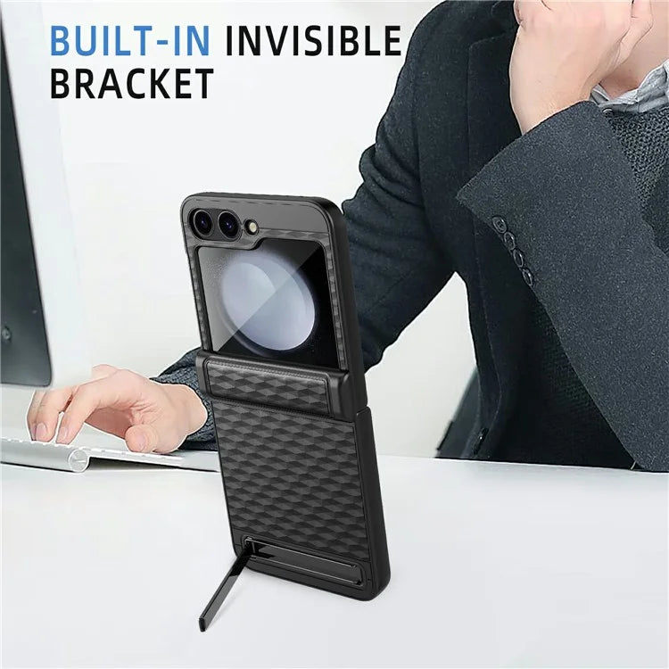 For Samsung Galaxy Z Flip6 5G Case Hinge Protection Kickstand Hard PC Phone Cover with Screen Film