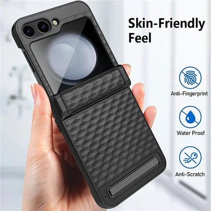 For Samsung Galaxy Z Flip6 5G Case Hinge Protection Kickstand Hard PC Phone Cover with Screen Film