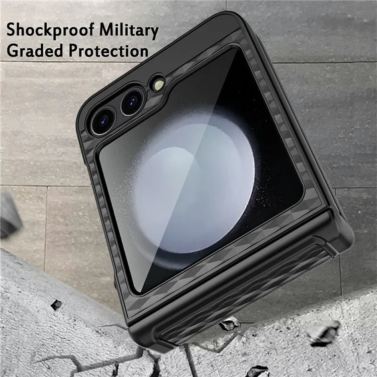 For Samsung Galaxy Z Flip6 5G Case Hinge Protection Kickstand Hard PC Phone Cover with Screen Film