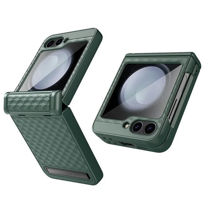 For Samsung Galaxy Z Flip6 5G Case Hinge Protection Kickstand Hard PC Phone Cover with Screen Film