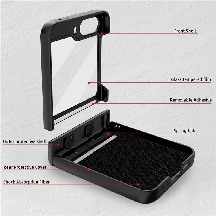 For Samsung Galaxy Z Flip6 5G Case Hinge Protection Kickstand Hard PC Phone Cover with Screen Film