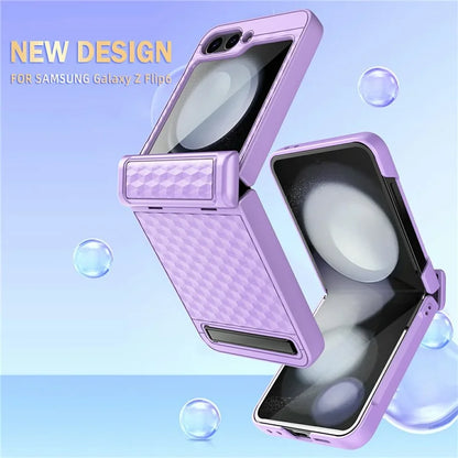 For Samsung Galaxy Z Flip6 5G Case Hinge Protection Kickstand Hard PC Phone Cover with Screen Film