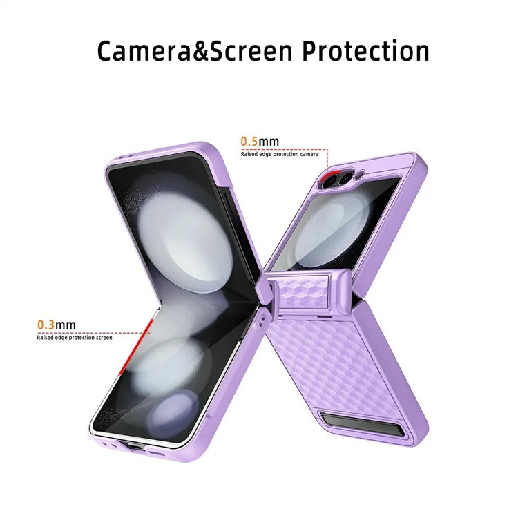 For Samsung Galaxy Z Flip6 5G Case Hinge Protection Kickstand Hard PC Phone Cover with Screen Film