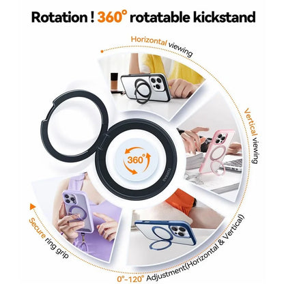 TORRAS Ostand R Fusion For iPhone 16 Pro Max Case 360 Degree Rotating Kickstand TPU+PC Phone Cover Compatible with MagSafe